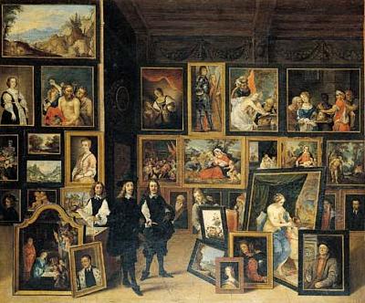    David Teniers La Vista del Archidque Leopoldo Guillermo a su gabinete de pinturas. France oil painting art